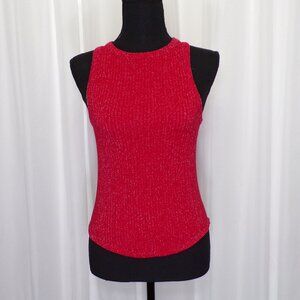 No Boundaries Red Metallic Tank Top Womens size Small 4-6 Ribbed Sleeveless